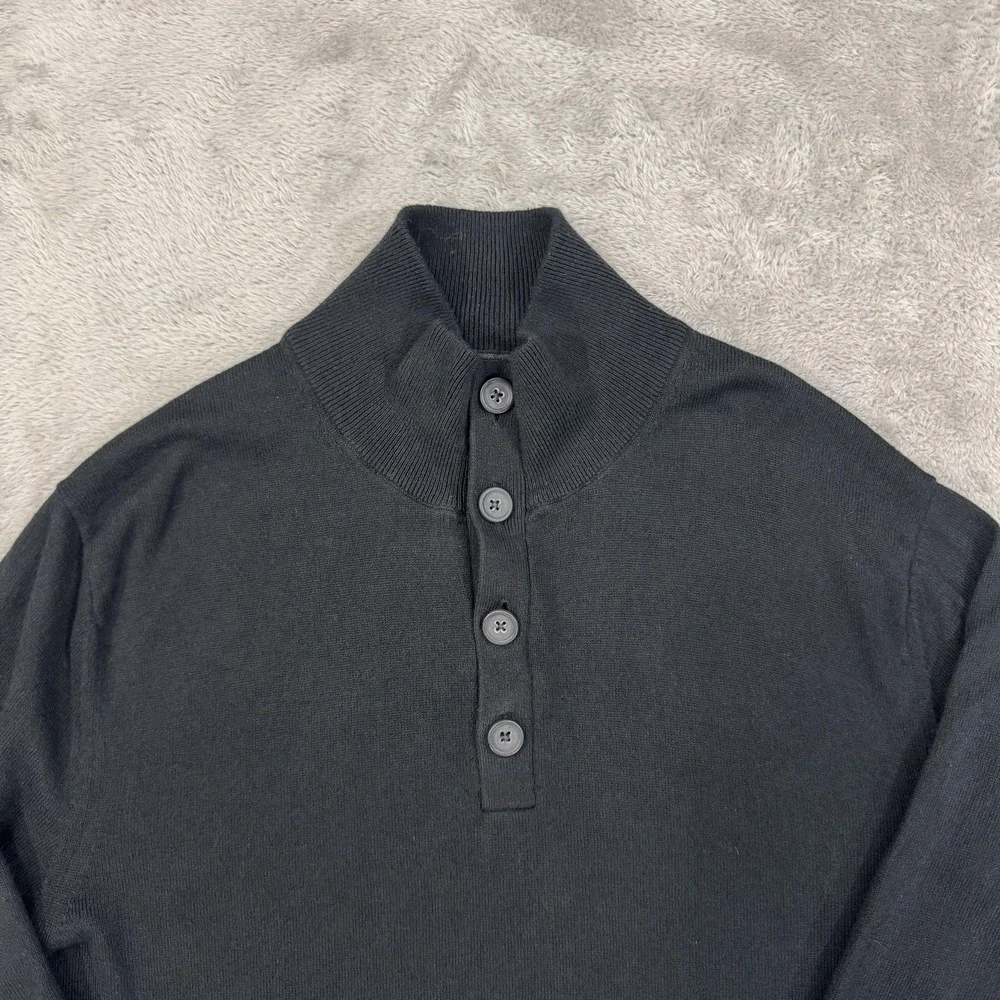 Banana Republic Sweater Mens Large Black Silk Cashmere Mock‎ Neck Comfort Soft